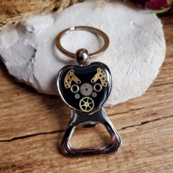 Porte-clé coeur décapsuleur pièces détachées de montre. Porte-clé  décapsuleur steampunk