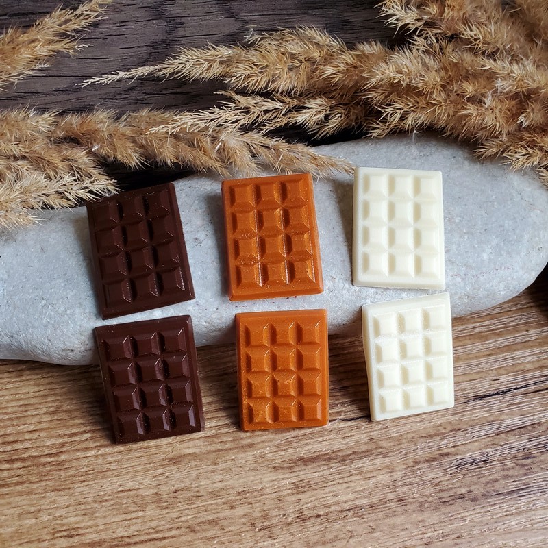 Lot de 6 magnets tablettes en chocolat. Magnet chocolat de Pâques.