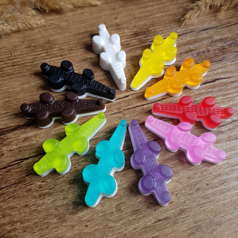 Lot de 10 magnets bonbons crocodiles en résine, coloris au choix