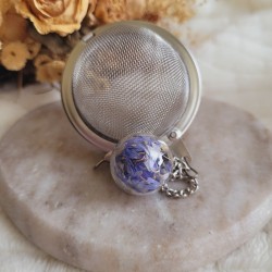 Boule à thé sphère en verre fleurs séchées de Bleuet