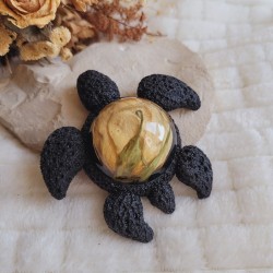 LUCIA tortue en résine et fleur de bouton de Rose