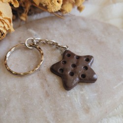 Porte-clé biscuit étoile au chocolat.