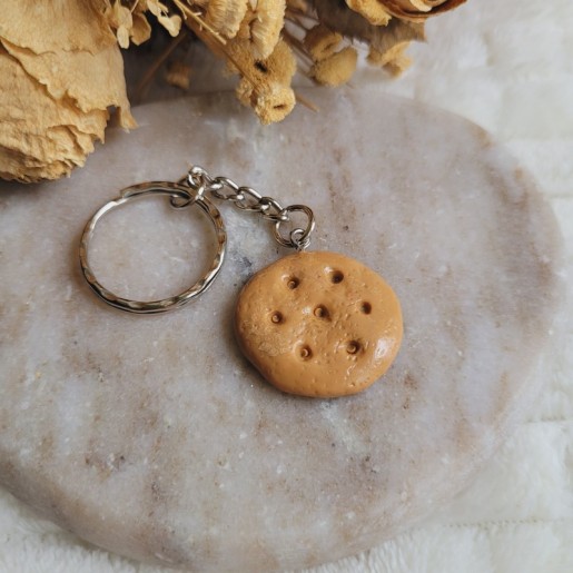 Porte-clé biscuit sablé rond.