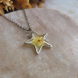Pendentif étoile fleur séchée de Spirée.