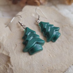 Boucles d'oreilles mini sapins verts nacrés