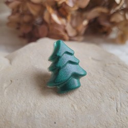 Pin's mini sapin vert nacré.