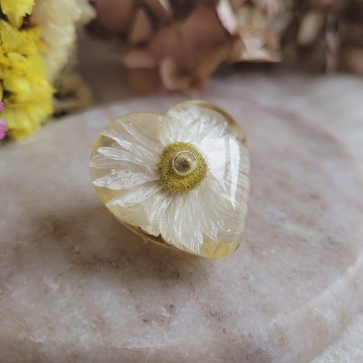 Magnet coeur fleur séchée d'Immortelle d'Australie