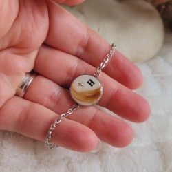 Bracelet souvenir, pendentif rond en acier inoxydable avec mèche de cheveux, poils d'animaux, plumes, crins, fleurs séchées...