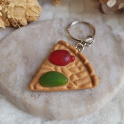 Porte-clé pizza en résine