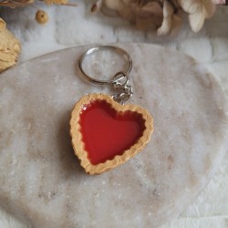 Porte-clé tarte coeur à la fraise.