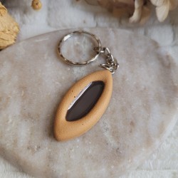 Porte-clé biscuit barquette au chocolat.
