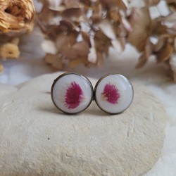 Boutons de manchette fleurs séchées d'Oeillet de Poète.