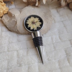 Bouchon de bouteille réutilisable, rond avec fleurs séchées de Nigelle
