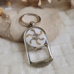 Porte-clé décapsuleur de style Steampunk avec pièces détachées de montre.