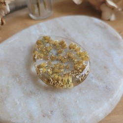 Worry Stones / Anti-Stress goutte en résine et fleurs séchées d'Achillée.