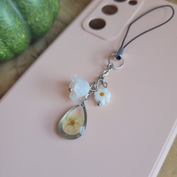 Bijoux de téléphone pendentif goutte avec fleur séchée de Spirée.