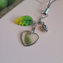 Bijoux de téléphone pendentif ovale avec feuille séchée de Fougère.