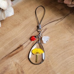 Bijoux de téléphone pendentif goutte avec fleur séchée de Bouton d'Or
