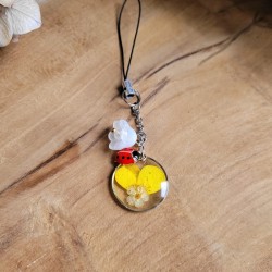 Bijoux de téléphone pendentif rond avec fleur séchée de Bouton d'Or