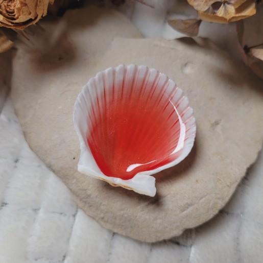 Magnet faux Roudoudou à la fraise en résine et coquillage.