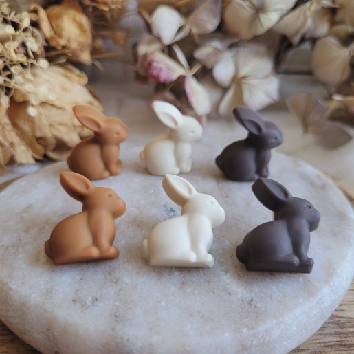 Lot de 6 Magnets lapins en chocolat en résine - collection de Pâques.