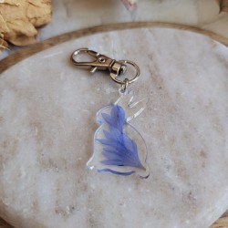 Porte-clé lapin fleuri en résine et fleurs séchées de Bleuet - Collection de Pâques.